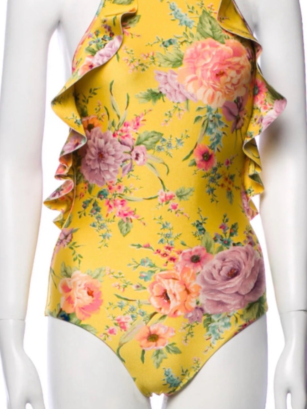 Zimmermann Zinia Yellow Frill One-Piece Swimsuit 1